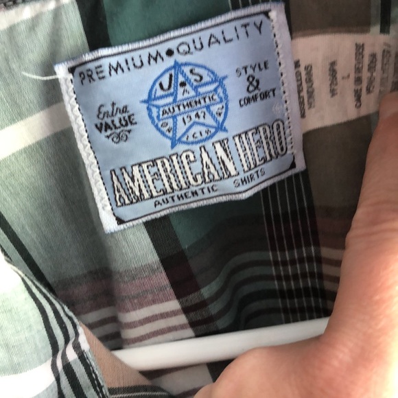 American hero men’s plaid pearl snap short sleeve shirt - Picture 5 of 7